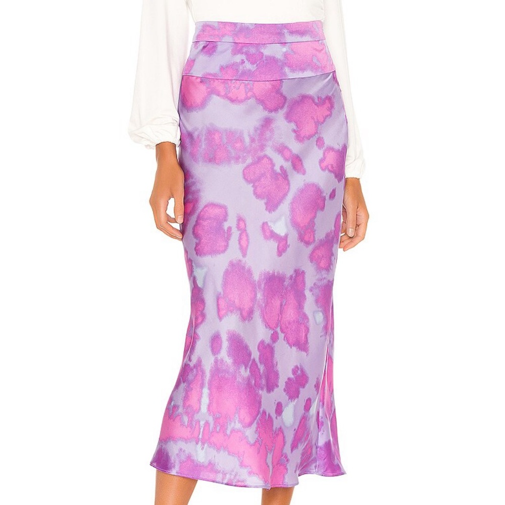 Free People Lavender and Pink Tie-Dye Midi Skirt